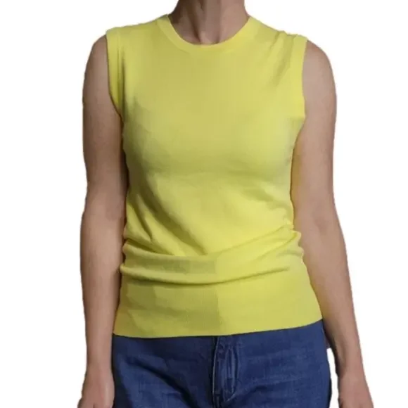 Size S-M Knit Tank Neon color Crew neck Semi-fitted Viscose blend ZARA - Picture 3 of 16